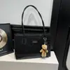 Bolsa de ombro grande de alta qualidade, nicho, com patchwork texturizado e estampa de leopardo, moda europeia e americana transfronteiriça 2026