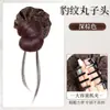 Peruca coque de pena com presilha de garra, coque naturalmente fofo, elástico de cabelo de alta qualidade com estampa de leopardo, peruca coque baixo