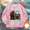 Moletom Delta Force Clothing Temático de Ação Lobo Vermelho Corrosão Rosa Dourada Gola Redonda para Homens e Crianças Manga Longa