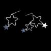 Pendientes asimétricos pequeños con forma de estrella hueca, elegantes y frescos, de estilo japonés y coreano, para mujer, sencillos, largos, con clip, R633