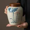 Tarro de Cerámica Azul y Blanco Pintado a Mano con Color Bajo Esmalte para Té, Tarro de Cerámica Sellado a Prueba de Humedad para Almacenamiento de Té, Juego de Té Kung Fu para el Hogar, Contenedor de Almacenamiento de Té