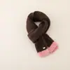 Bufanda de punto lisa de dos tonos para niños, calentador de cuello de otoño e invierno con guantes, conjunto suave y cálido de dos piezas para niños y niñas