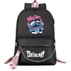 Comercio exterior nueva mochila de dibujos animados Stitch USB Estudiante joven mochila escolar para hombres y mujeres mochila casual de viaje