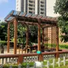 Aleación de Aluminio con Textura de Madera Imitación Estante para Uvas Patio Exterior Pabellón Exterior Estante Trepador Diseño de Pasillo de Jardín