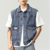 Chaleco de mezclilla retro americano de trabajo para hombre, nuevo chaleco chaqueta sin mangas holgado de marca de moda para primavera y otoño de 2026