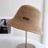 Sombrero de pescador de rafia trenzada de papel multicolor estilo minimalista para mujer, sombrero de paja para protección solar de verano con rayas contrastantes, sombrero de pescador moderno