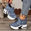 Zapatos Casuales Europeos y Americanos de Mezclilla Versátiles y Cómodos con Suela Gruesa y Aumento Interno, Elegantes, Talla Grande, para Exportación Verano 2025