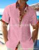 Camisa de manga corta tipo cárdigan para hombre, estilo playero hawaiano, con solapa y tapeta de color en contraste, 2023