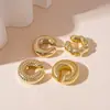 Pendientes de Clip para Oreja con Hilo Trenzado Retorcido Letra C, Superficie Fotosensible Metálica Europea y Americana, Plegados, Elegantes, de Nicho, de Alta Gama para Mujeres