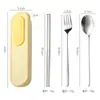 Conjunto de Talheres Outdoor Dopamine Aço Inoxidável 316 Colher, Garfo e Hashi Conjunto de Três Peças Talheres Portáteis para Estudantes
