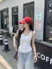 Regata esportiva azul marinho com costas nadador para mulheres, estilo coreano de verão, top simples sem mangas, adequado para usar por cima, disfarça protuberâncias laterais, camisola versátil