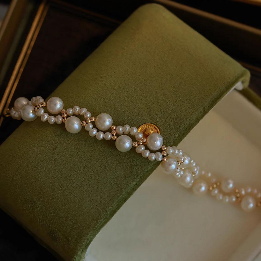 手工编织猫爪天然淡水珍珠手链女轻奢小众高级感甜美网