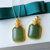 S925 prata banhado a ouro clavícula colar embutido Hetian jade jade pingente temperamento simples ovo de pato seguro decoração da marca