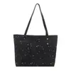 Bolsa de Lona Bordada Personalizada de Moda 2026 para Clase y Viajes, Bolso de Hombro para Mujer con Diseño de Pedrería Texturizada