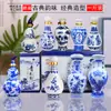 Botella de Licor Vacía Juego Sellado de 0.5 kg Jarras de Vino Jingdezhen Olla de Vino de 0.5 kg Estilo Antiguo Decoración de Porcelana Azul y Blanca