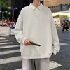 Camisa polo pesada estilo americano, coleção de outono masculina, camiseta de manga comprida com gola estilosa, camada interna confortável para sobreposição