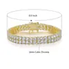 Productos Transfronterizos, Populares en Europa y América, Pulsera Tenis con Incrustaciones de Circonita de 3 mm Estilo Hip-Hop con Cierre de Mariposa, Doble Fila y Triple Fila, Venta al por Mayor desde el Fabricante