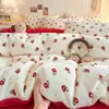 Jialiya Juego de Cuatro Piezas de Terciopelo de Leche Engrosado de Alto Peso Juego de Ropa de Cama de Terciopelo Doble Cara con Estampado Invernal de Campo