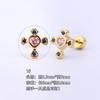 Pendientes de tuerca con forma de mariposa de amor rosa y microincrustaciones de circonio en forma de hueso de oreja, chapados en oro y cobre, de acero de titanio 316L, con perforación cruzada.