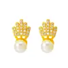 Pendientes de perlas de imitación con incrustaciones de oro de 18 quilates chapados en cobre, joyería de moda coreana, accesorios sencillos, pendientes de oro con arena de Vietnam, venta al por mayor