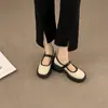 Zapatos Planos para Mujer 2026 Otoño Nuevos Zapatos Mary Jane Retro Franceses Punta Redonda Tacón Grueso Corte Bajo Brisa Suave Zapatos Pequeños de Cuero
