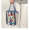 Linda ilustración de un cachorro, bolsa de lona tipo cubo, bolso de mano girly estilo coreano para mamá, lonchera, bolso pequeño para el trabajo