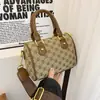 Elegante Bolso Boston Estampado Clásico Versátil para Viajes Diarios Bolso de Hombro Bolso Cruzado Bolso de Mano de Moda para Mujer Suave