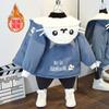 Abrigo de dibujos animados con forro polar para otoño e invierno 2025 ropa para niños abrigo acolchado de algodón casual para niños chaqueta acolchada de algodón con capucha cárdigan marea
