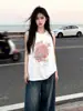 Chaleco Deportivo Casual Estilo Americano Camiseta de Algodón Puro para Hombres y Mujeres Verano Divertido Estampado de Mariposa con Letras Tops para Parejas