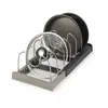 Estante de almacenamiento multifuncional para gabinetes de cocina con drenaje, soporte para tapas de ollas, organizador retráctil para utensilios de cocina y tapas de ollas en la encimera