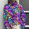 Amazon Temu Estación Independiente Chaqueta Cardigan Suéter Cuello Alto Estampado Abstracto 3D Mujer E127
