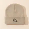 Gorro de Punto Multicolor de Dinosaurio de Dibujos Animados para Niños de Otoño e Invierno, Gorro de Punto Cálido para Exteriores que Protege las Orejas para Niños, Gorro de Punto para Niños