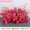 Fila de flores de assento de casamento vermelho rosa simulação de layout de cena de casamento fila de flores decoração de fundo de noivado estrada de flores flor de seda guia de flores