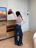 Jeans casuales retro americanos finos de pierna ancha para mujer, nuevo producto 2026, tiro alto con diseño de bolsillo, pantalones rectos adelgazantes