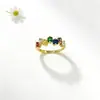 Diseño de Nicho Transfronterizo, Anillo Abierto Cuadrado de Circonia Personalizado y Versátil, Anillo Ajustable de Circonia Simple y de Moda con Forma de Gota
