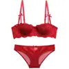 Roupa Íntima Sexy de Algodão para Mulheres, Estilo Fino de Verão, Push-Up para Seios Pequenos, Sutiã de Renda Vazada, Conjunto de Sutiã com Laço Respirável
