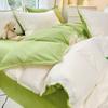Juego de cama de algodón lavado de alta calidad de cuatro piezas, ropa de cama a rayas de algodón, funda de edredón individual, sábana y juego de cama de tres piezas.