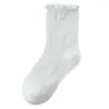 Calcetines Infantiles Cuidadosamente Seleccionados, Calcetines de Malla Finos de Verano para Niñas, Calcetines de Algodón para Bebé, Calcetines de Caña Media Lisos sin Costuras con Borde Amplio