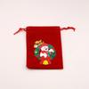 Bolsa grande de franela roja navideña, bolsa de regalo para dulces navideños, bolsa de exhibición navideña, bolsa con cordón ajustable, venta al por mayor