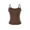 Camisole Curta Lisa de Cor Sólida Estilo Europeu e Americano Moda Verão Nova Versátil Slim Fit Top Base para Mulheres