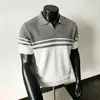 Polo de punto para hombre, una pieza lujosa y sofisticada para el estilo business casual, con un diseño calado, tejido transpirable y estilo de manga corta con cuello.
