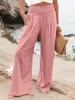 Pantalones Casuales de Algodón y Lino para Mujer, Estilo Casual, Cintura Media, Largos, Novedad Primavera 2026, Transfronterizo, Amazon Europeo y Americano