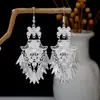 Pendientes Miao Étnicos de Borla Larga Estilo Nuevo, Pendientes Exagerados de Declaración de Moda Estilo Étnico de Plata Miao de Lujo Ligero