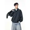 Novedad Primavera 2026 Estilo Coreano de Moda Sudadera para Hombre de Manga Larga con un Diseño de Cuello Único, Top Falso de Dos Piezas