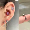 Colección de Pendientes de Hueso del Oído Morado de Ensueño Pendientes de Zirconia Pendientes Planos Espirales de Titanio Médico para el Hélice Pendientes de Hueso del Oído Morados