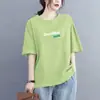 Camiseta Redonda Novo Estilo 2026 para Mulheres Plus Size, Top de Manga Curta de Verão para Comércio Exterior, Camiseta Versátil Plus Size de Caimento Solto