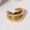 Anéis de Aço Inoxidável Mais Vendidos no Exterior, Modernos, Simples, Clássicos, Retrô, Ouro 18K, Aço Titânio Não Desbota, Joias de Mão para Atacado