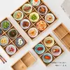 Restaurante de Fondue Estilo Japonés Bambú Nueve Compartimentos Cerámica Vajilla Plato para Salsa Plato Dividido Barbacoa Bandeja de Frutos Secos