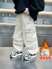 Ropa de Invierno para Niños Pantalones de Trabajo de Bolsillo con Felpa Extra Estilo Coreano Mono de Terciopelo Holgado para Niños Pantalones Casuales para Bebé Comercio Exterior Transfronterizo