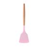 Ponto de fábrica estendido cabo de madeira fritura pá cor silicone pá pá de cozimento antiaderente punho de madeira espátula de silicone